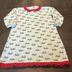 La Luna Pima Cotton Christmas Alligators with Santa Hats Nightgown